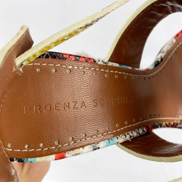 Proenza Schouler Sandals High Heels Strappy Multicolor Snakeskin Leather 7 - Picture 9 of 9